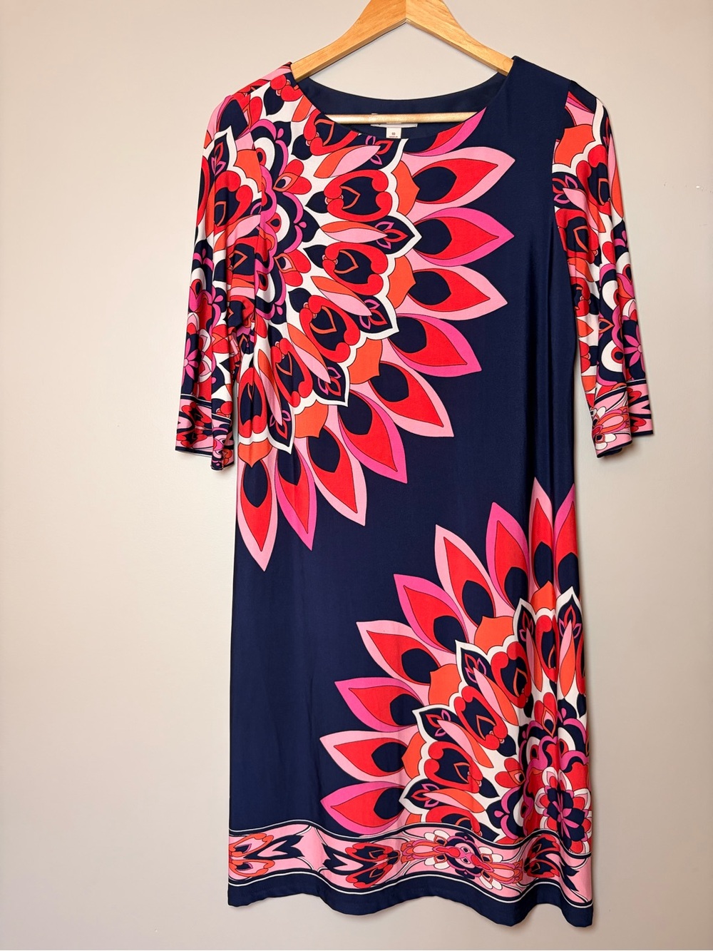 Christopher & Banks Navy Pink Retro Floral Shift Dress Size 10